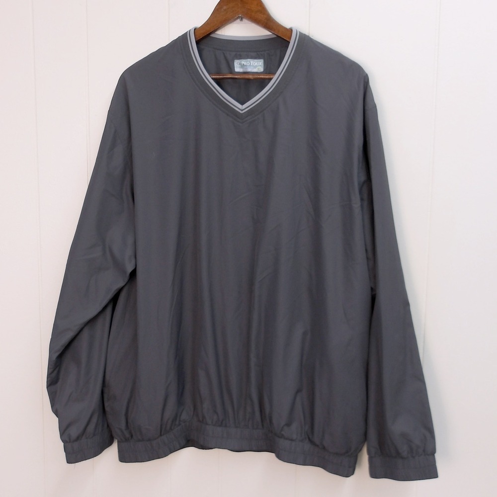 Pro Tour‎ Gray Pullover Golf Windbreaker Lightweight Mens XL Layering / #1040